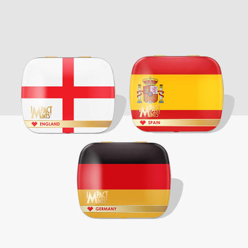 Impact Mints Limited Edition Flag Tins 14g - Pack of 3 (England, Spain and Germany)