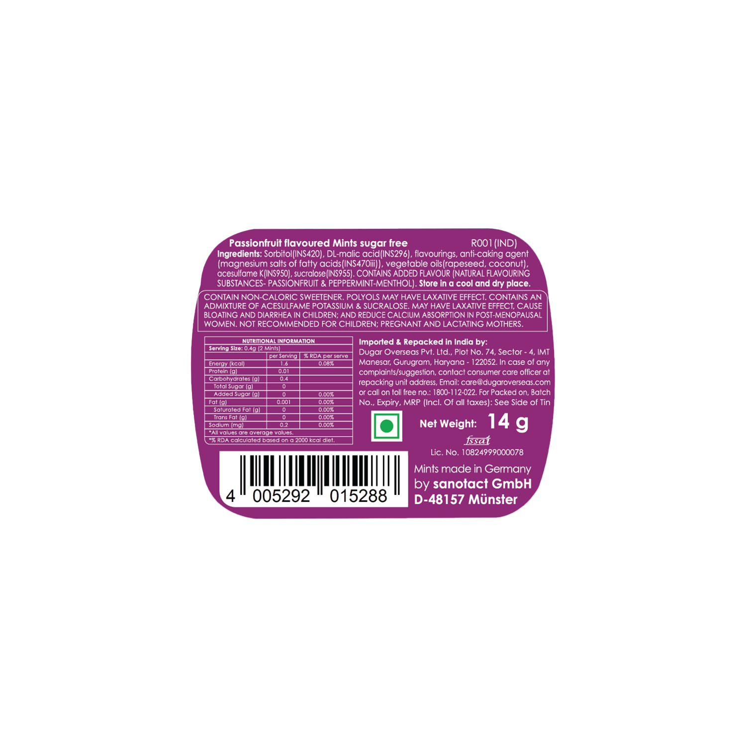 Passion Fruit Mint 14g