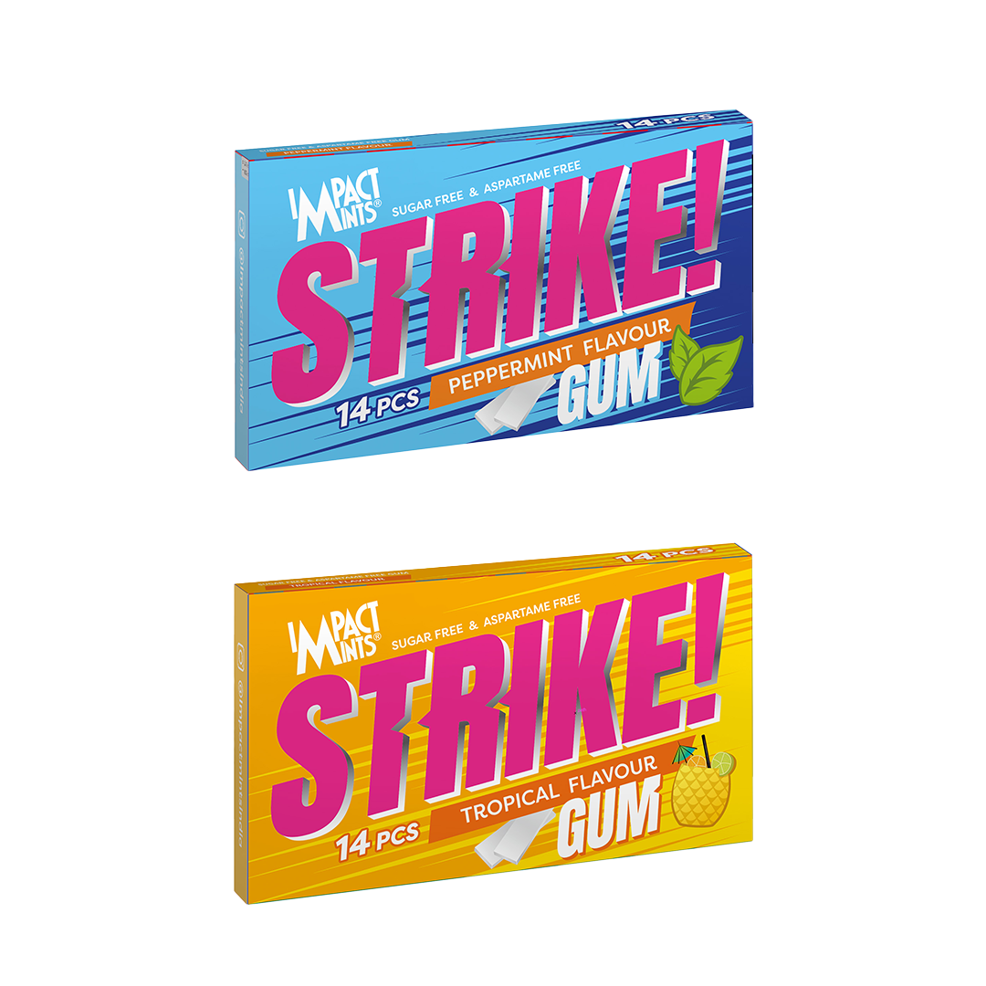 Strike Gum Pack of 2 (Peppermint & Tropical)