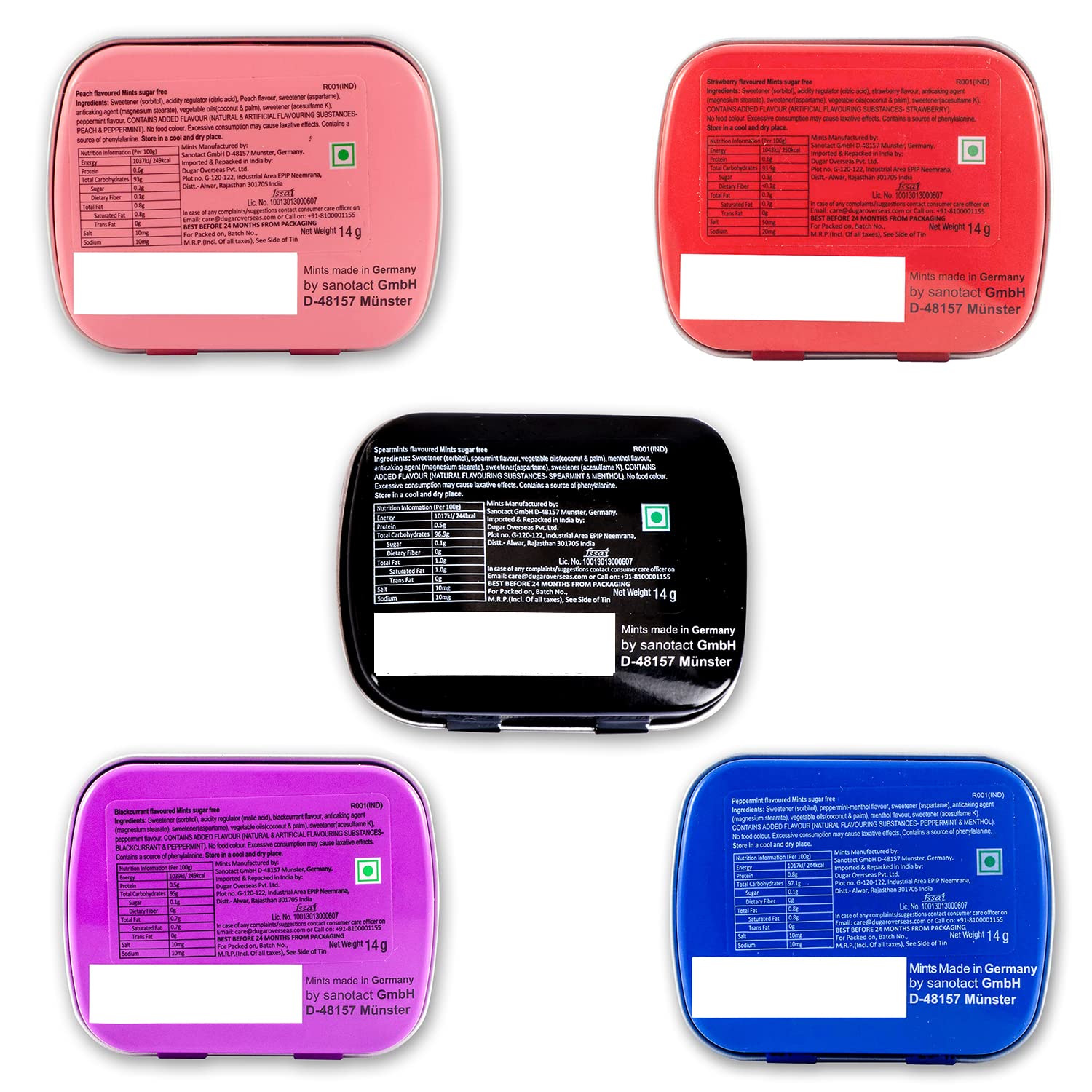 ASSORTED PACK OF 5 - PEACH, STRAWBERRY, FRESH, BLACK CURRANT & ICE