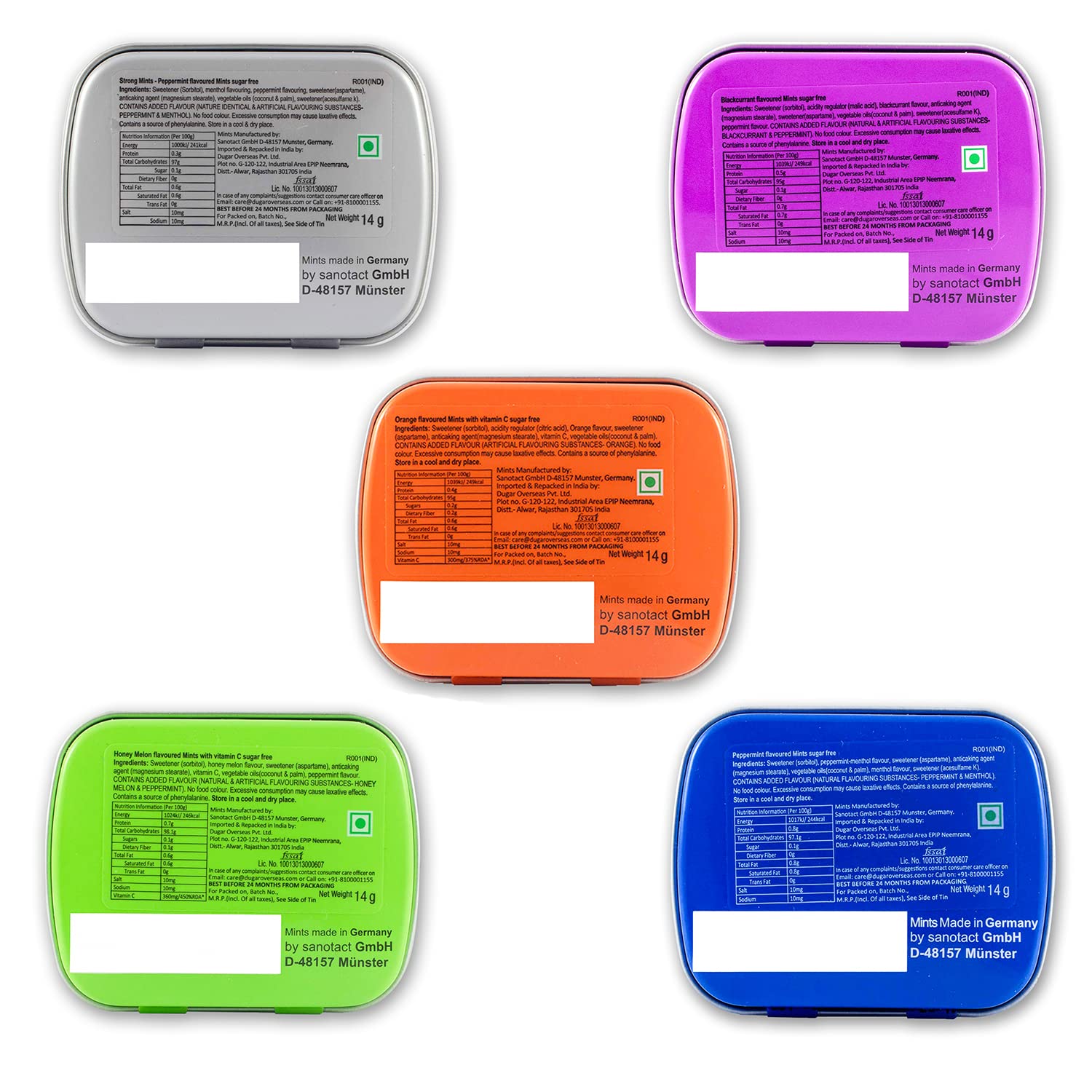 ASSORTED PACK OF 5 - STRONG, BLACKCURRANT, ORANGE, HONEYMELON & ICE